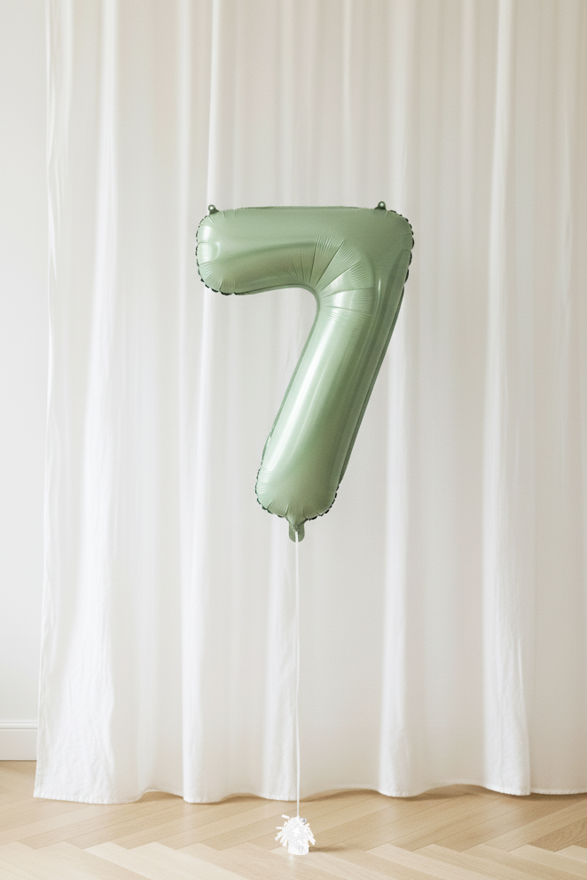 Sage Green Number Foil Helium Balloon