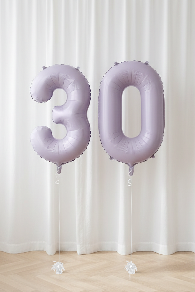 Soft Lilac Number Foil Helium Balloon