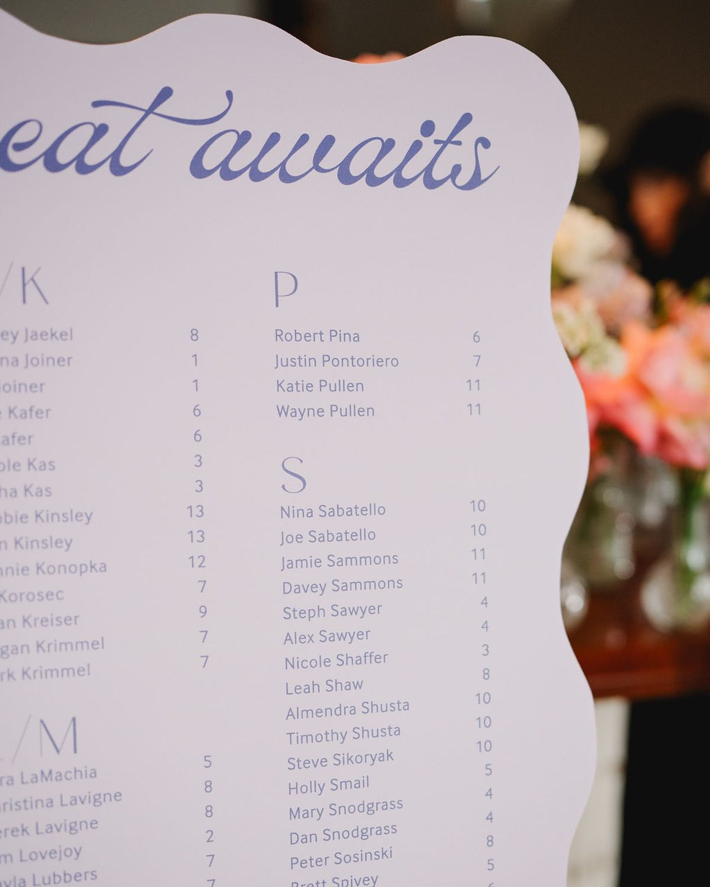 Foamboard Wedding Seating Chart Signage