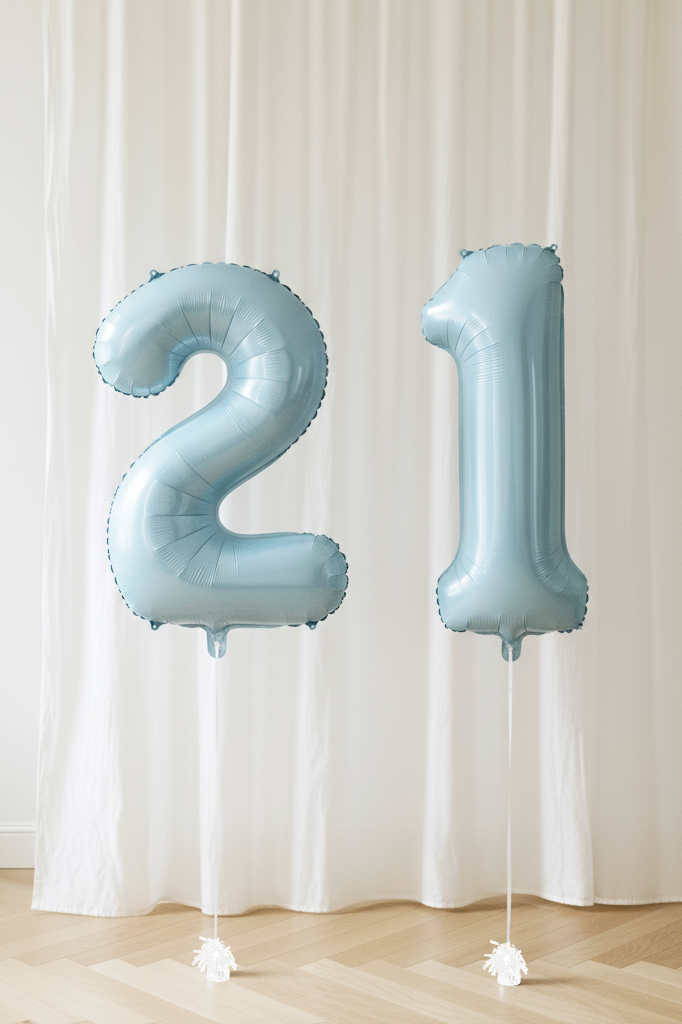 Sky Blue Number Foil Helium Balloon