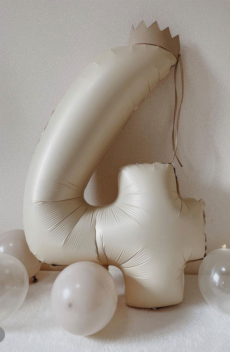 Cream Number Foil Helium Balloon