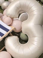 Cream Number Foil Helium Balloon