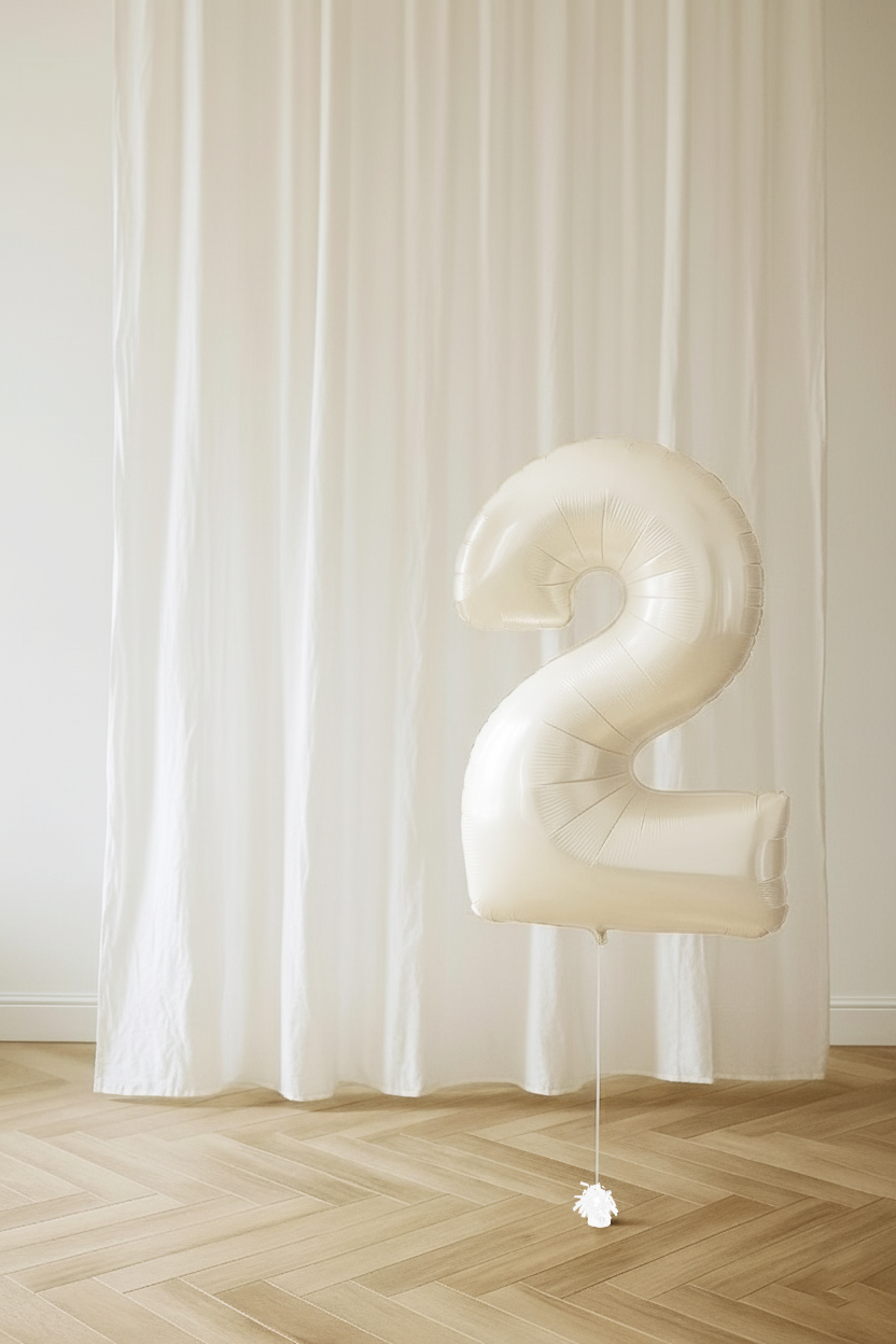 Cream Number Foil Helium Balloon