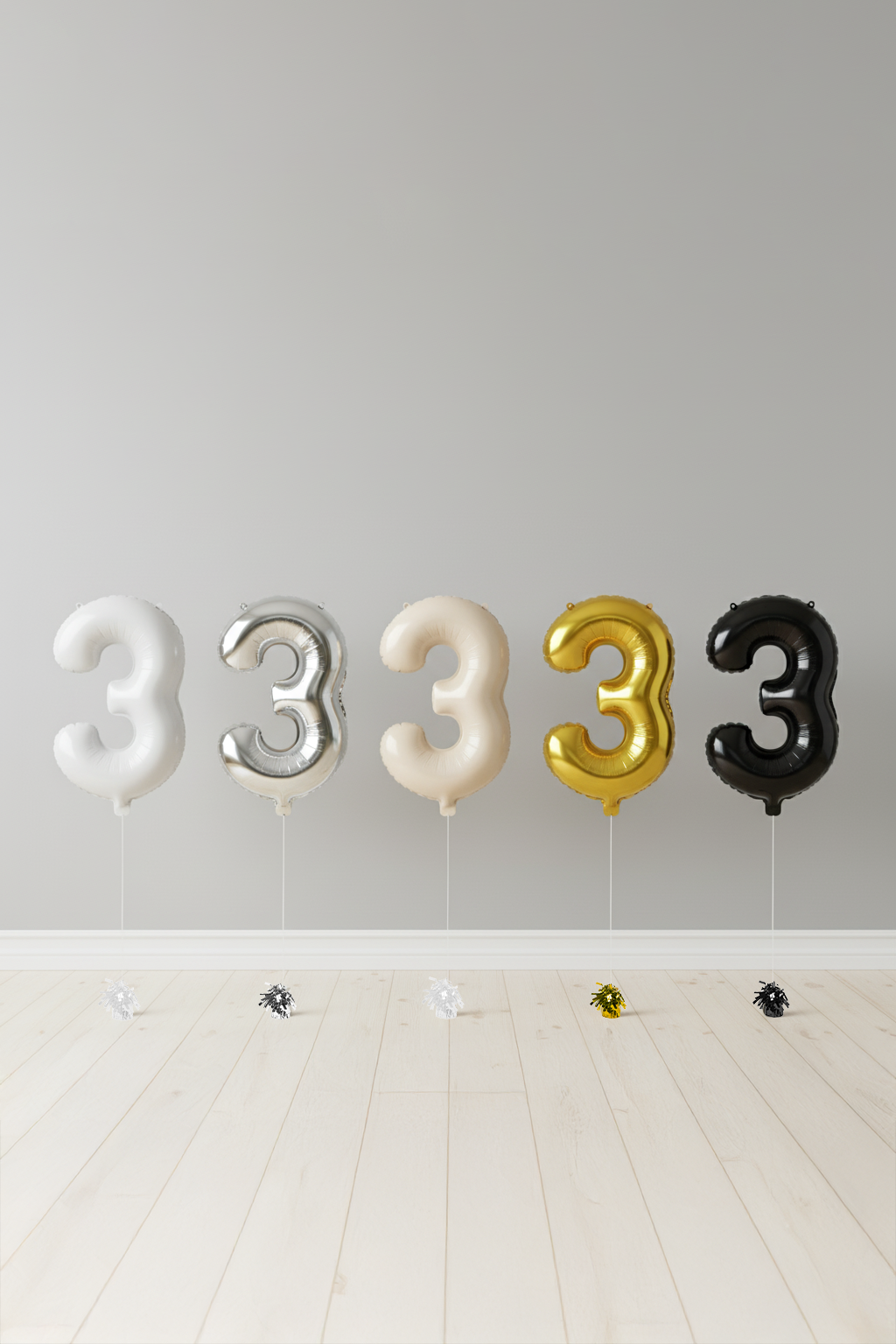 Number Three Foil Helium Balloon