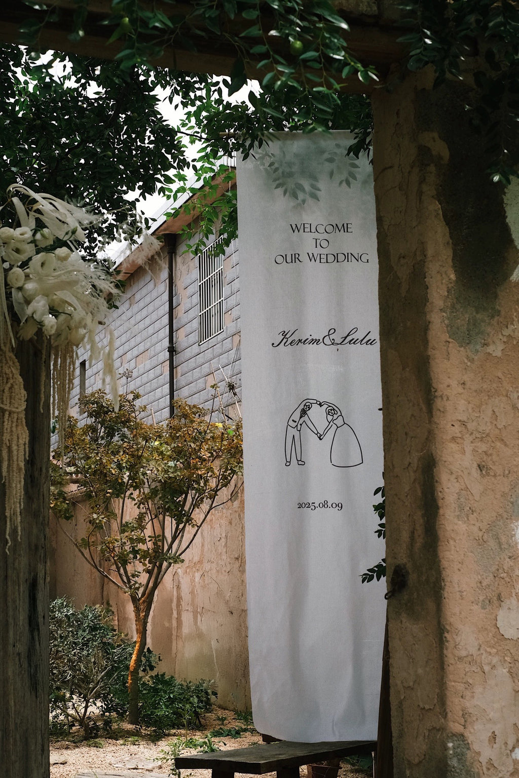 Linen Wedding Welcome Signage