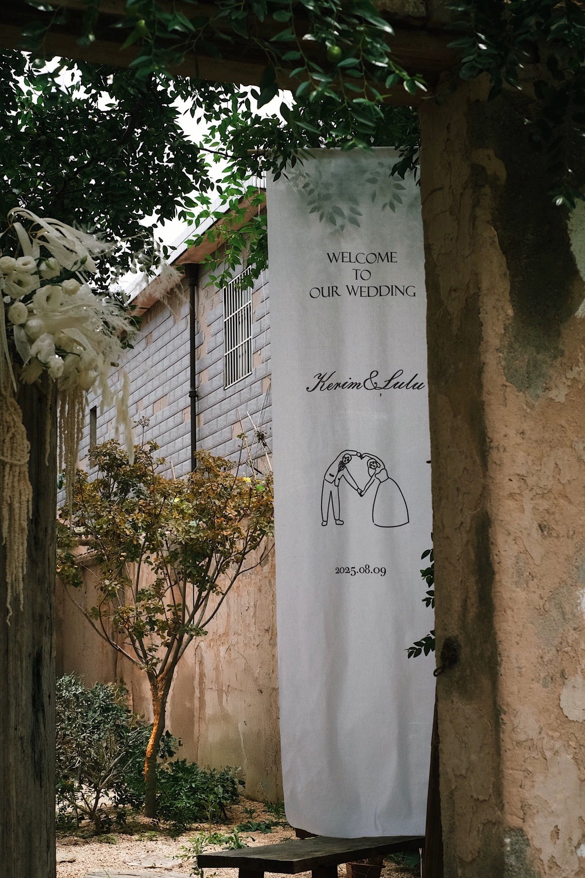 Linen Wedding Welcome Signage