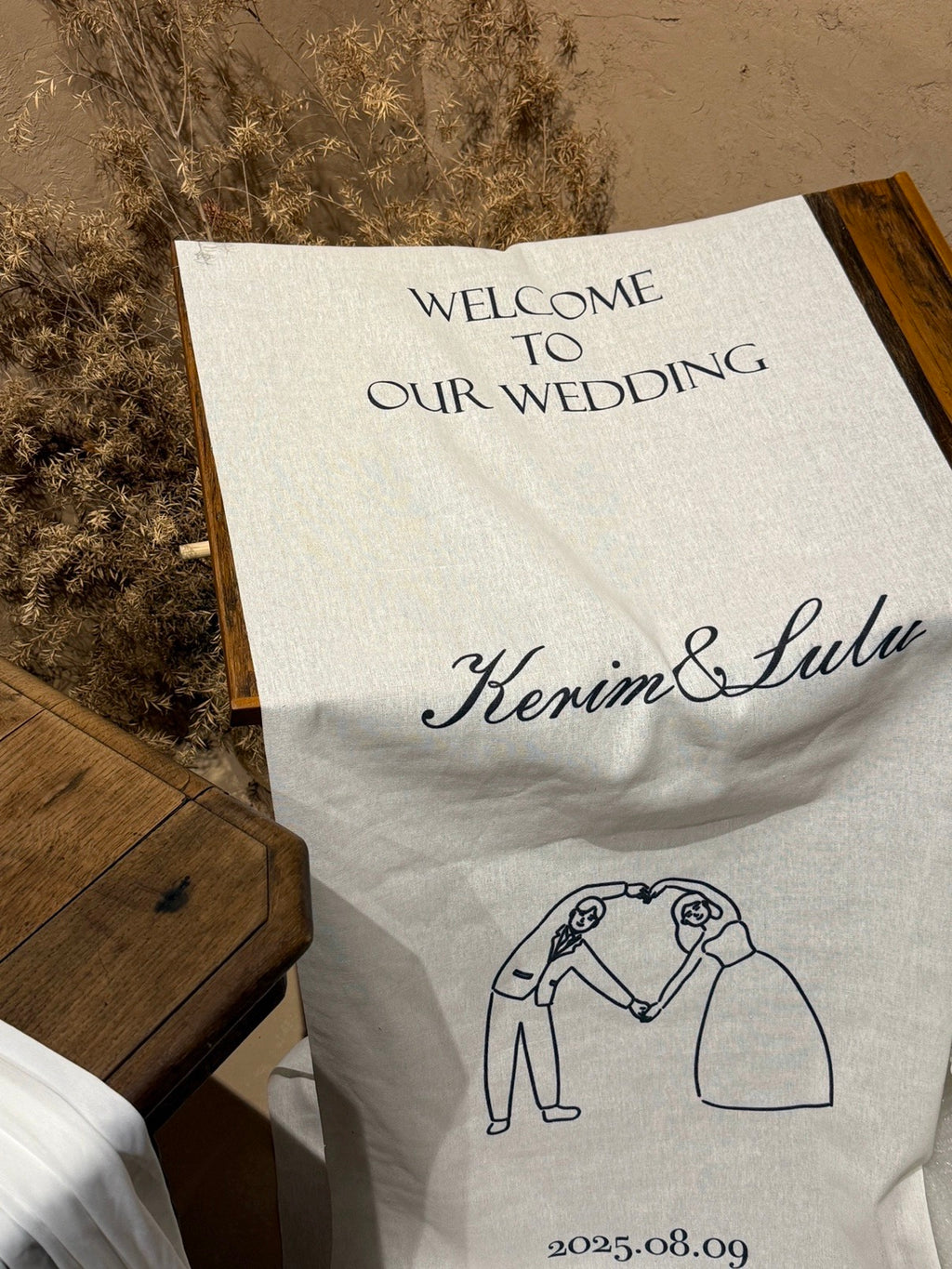Linen Wedding Welcome Signage