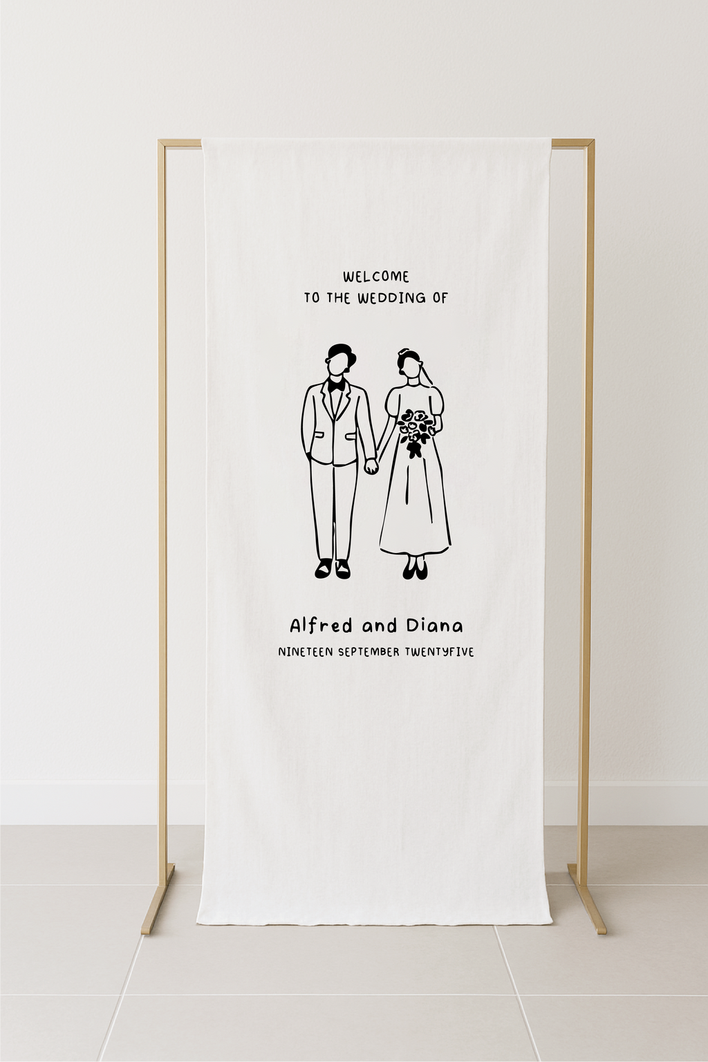 Line Art Wedding/Proposal Fabric Signage