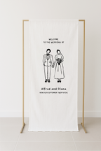 Line Art Wedding/Proposal Fabric Signage