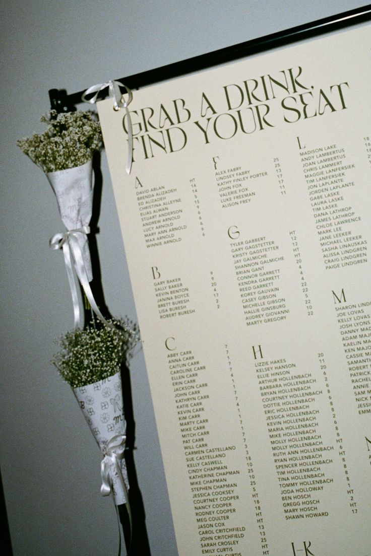 Foamboard Wedding Seating Chart Signage